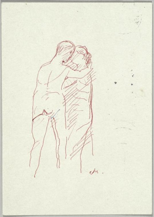 Georg Merkel, Paar, 1974, Feder auf Papier, 14,7 × 10,5 cm, Belvedere, Wien, Inv.-Nr. 9576