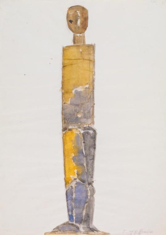 Fritz Wotruba, Figur, 1955, Aquarell über Bleistift auf Papier, Blattmaße: 41,5 × 29,5 cm, Belv ...