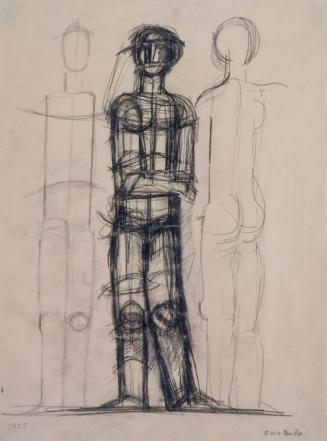 Fritz Wotruba, Drei Figuren, 1955, Bleistift auf Papier, Blattmaße: 39,6 × 29,8 cm, Belvedere,  ...