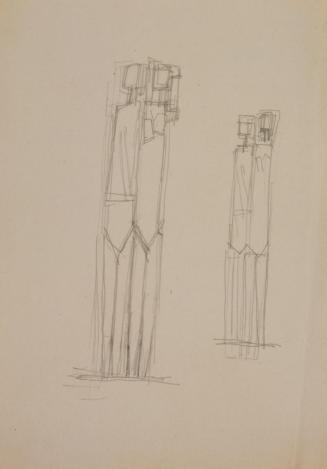 Fritz Wotruba, Zwei Doppelfiguren (Mann und Frau), um 1949, Bleistift auf Papier, Blattmaße: 29 ...