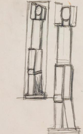Fritz Wotruba, Zwei stehende Figuren, 1956, Bleistift auf Papier, Blattmaße: 19 × 11,9 cm, Belv ...