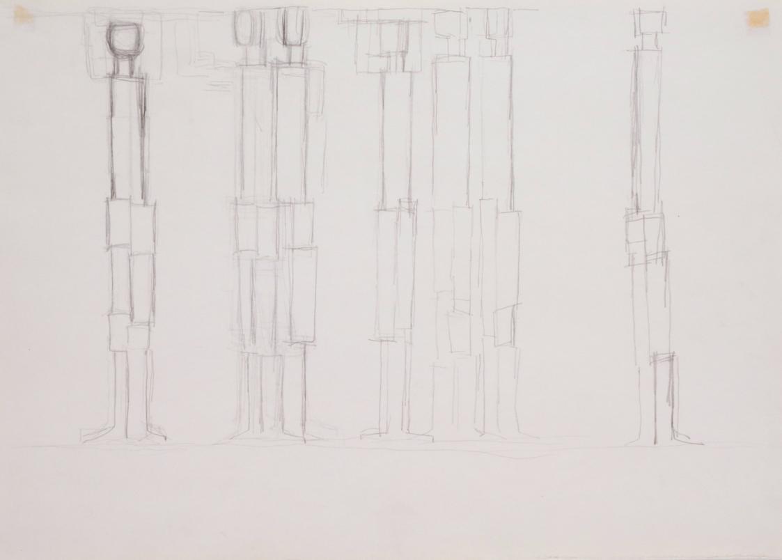 Fritz Wotruba, Studie, 1960, Bleistift auf Papier, Blattmaße: 41,8 × 29,5 cm, Belvedere, Wien,  ...