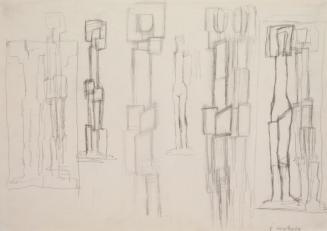 Fritz Wotruba, Stehende Figuren, 1959, Bleistift auf Papier, Blattmaße: 29,5 × 41,8 cm, Belvede ...