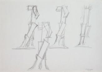 Fritz Wotruba, Vier Torsi, schreitend, 1971, Bleistift auf Papier, Blattmaße: 34 × 48,6 cm, Bel ...