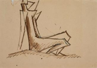 Sitzende weibliche Figur, 1947, Tusche, Tinte, Feder, laviert, auf Papier, Blattmaße: 20,7 × 29 ...
