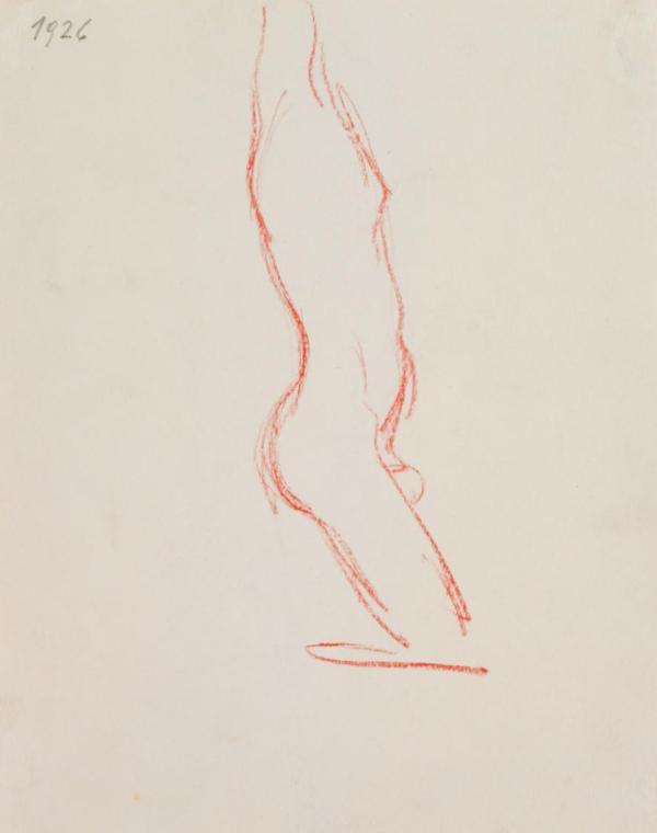 Fritz Wotruba, Männlicher Torso, 1926, Roter Buntstift auf Papier, Blattmaße: 24 × 18,9 cm, Bel ...