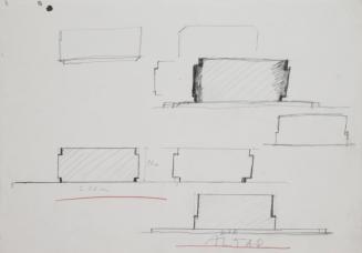 Fritz Wotruba, Entwürfe für einen Altar, undatiert, Bleistift, Buntstift (rot) auf Papier
, Bl ...