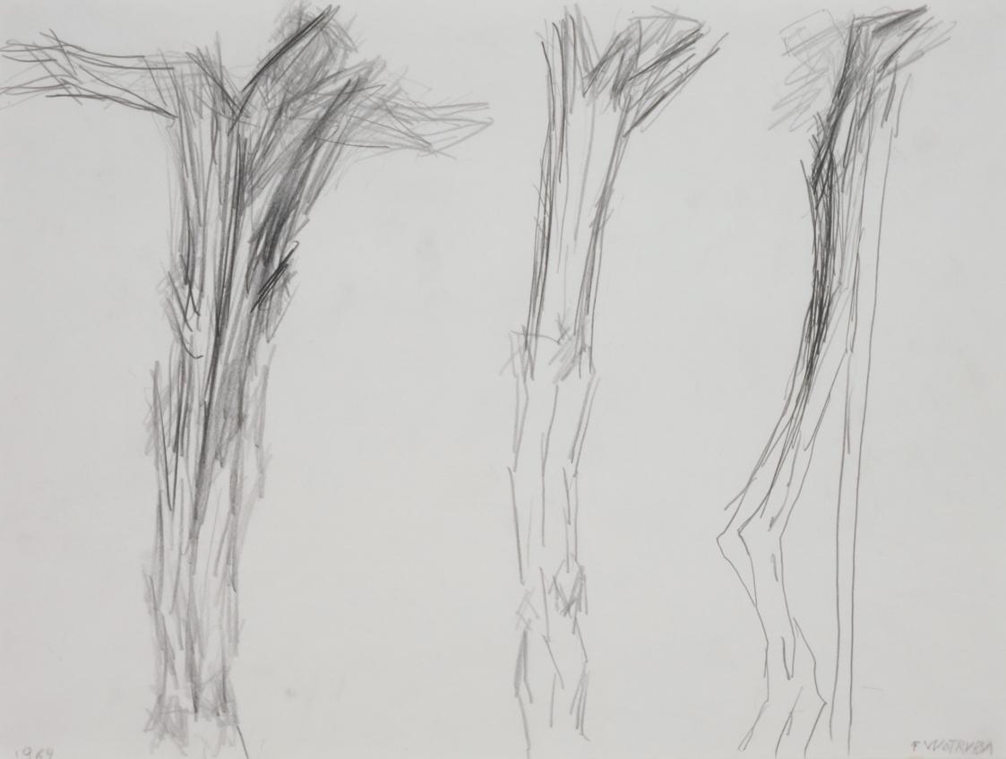 Fritz Wotruba, Studien für ein Kruzifix, 1969, Bleistift auf Papier, Blattmaße: 29,9 × 39,8 cm, ...