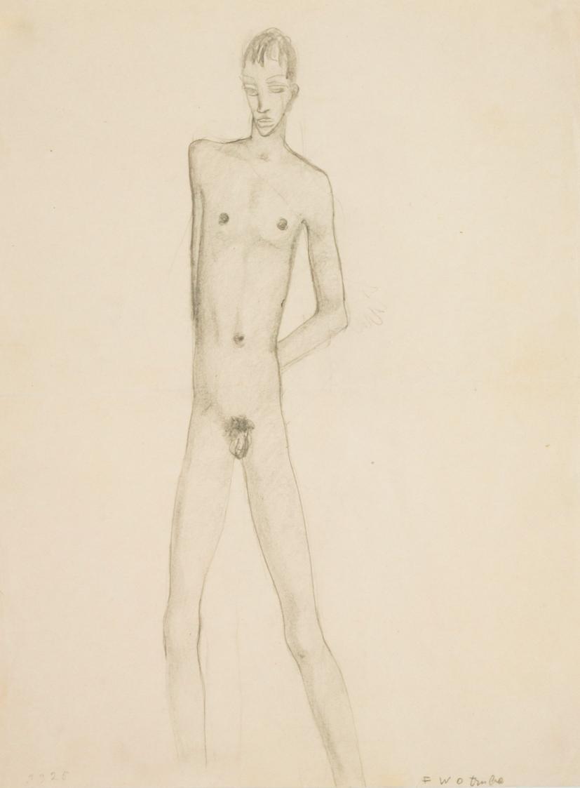 Fritz Wotruba, Jünglingsfigur, 1926, Bleistift auf Papier, Blattmaße: 39,8 × 29,9 cm, Belvedere ...