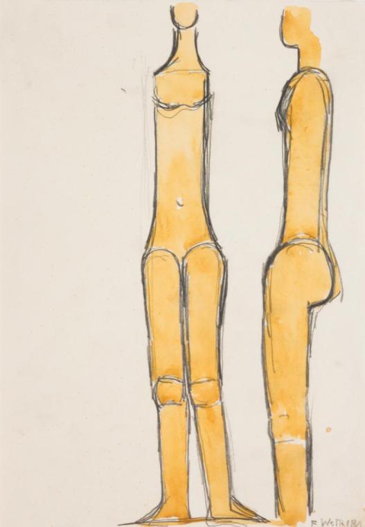 Fritz Wotruba, Zwei Figuren, undatiert, Aquarell über Bleistift auf Papier, Blattmaße: 29,8 × 2 ...