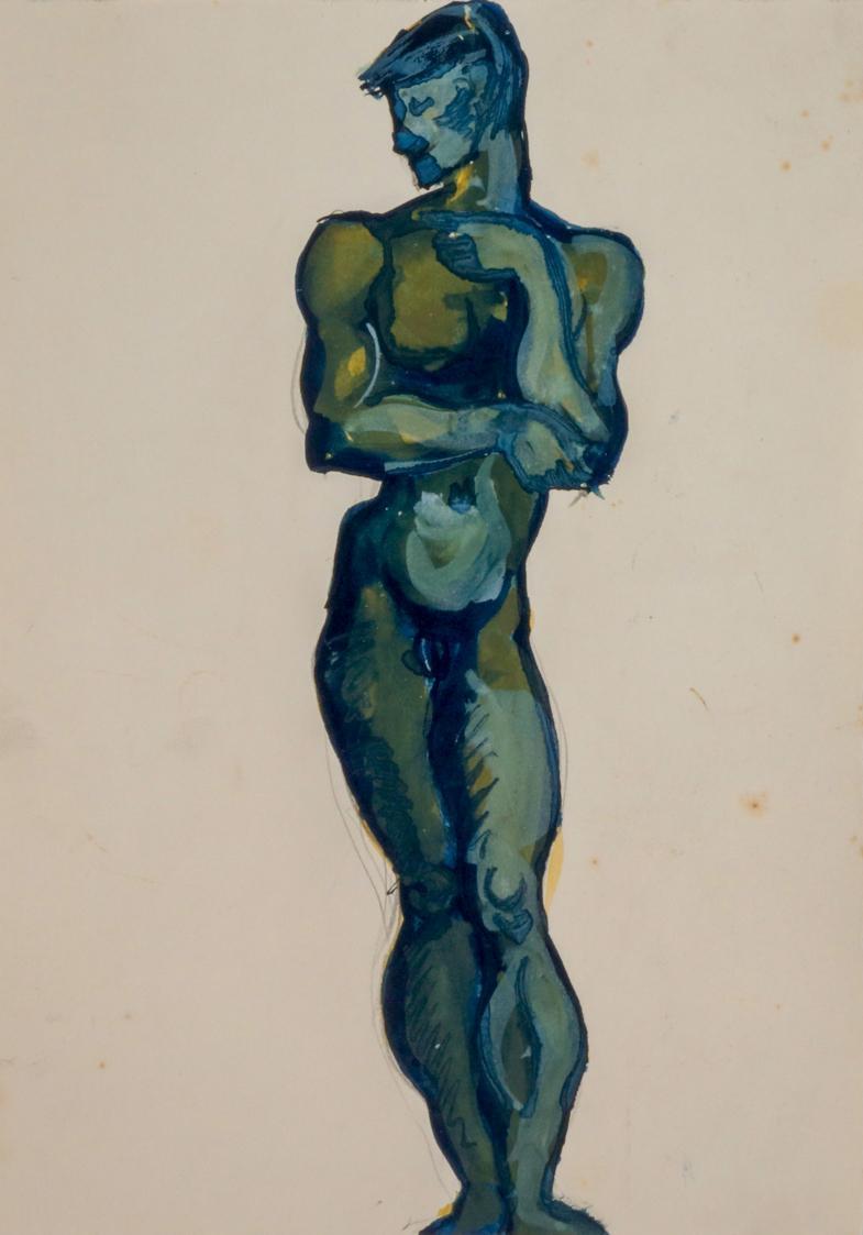 Fritz Wotruba, Jünglingsfigur, undatiert, Aquarell über Bleistift auf Papier, Blattmaße: 30,6 × ...