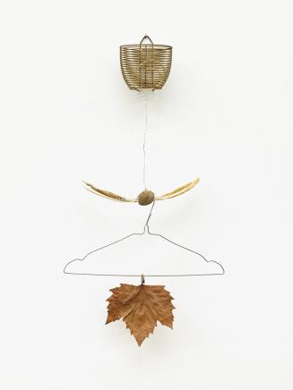 Lois Weinberger, Idee eines Gartens, 1979/1997/2019, Metallkorb, Wirbelsäule einer Schlange, Dr ...