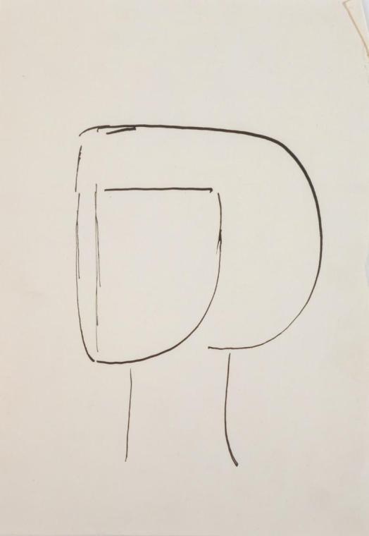 Fritz Wotruba, Kopf, undatiert, Tusche mit Feder auf Papier
, Blattmaße: 29,7 × 21 cm, Belvede ...