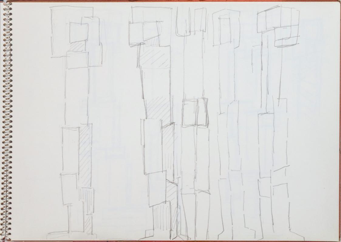 Fritz Wotruba, Fünf Figuren, undatiert, Bleistift auf Papier
, Blattmaße: 23,2 × 32 cm, Belved ...