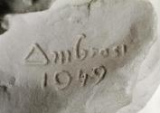 Gustinus Ambrosi, Dr. Nagler, Detail: Bezeichnung, 1949, Gips, H: 56,5 cm, Belvedere, Wien, Inv ...
