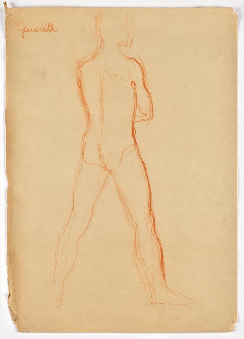 Walther Gamerith, Männlicher Rückenakt, undatiert, Bleistift auf Papier, 63,5 × 45 cm, Belveder ...