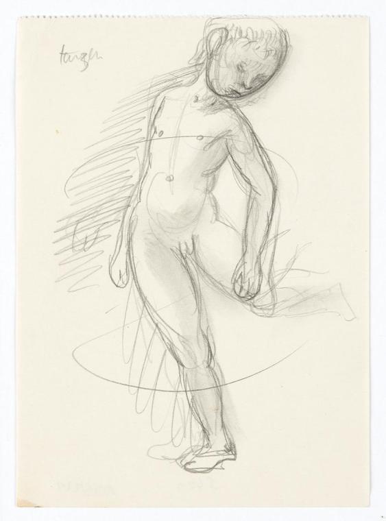 Georg Ehrlich, Tanzender Knabe, Bleistift, 16,9 × 12,2 cm, Belvedere, Wien, Inv.-Nr. 10265/229