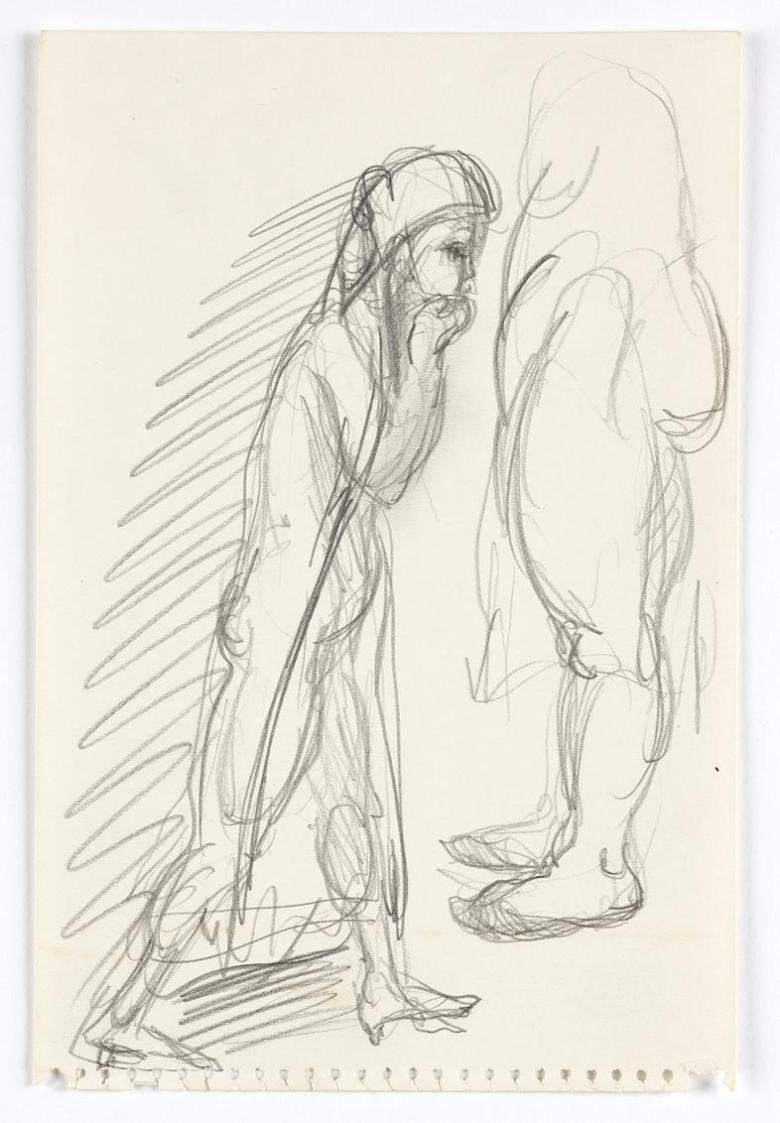 Georg Ehrlich, Zwei Figuren, Bleistift, 20,8 × 13,9 cm, Belvedere, Wien, Inv.-Nr. 10265/251