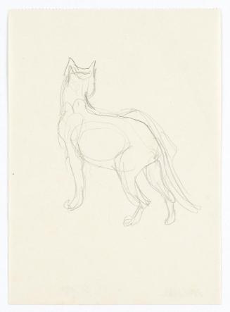 Georg Ehrlich, Rückenansicht einer Katze, Bleistift, 16,9 × 12,2 cm, Belvedere, Wien, Inv.-Nr.  ...