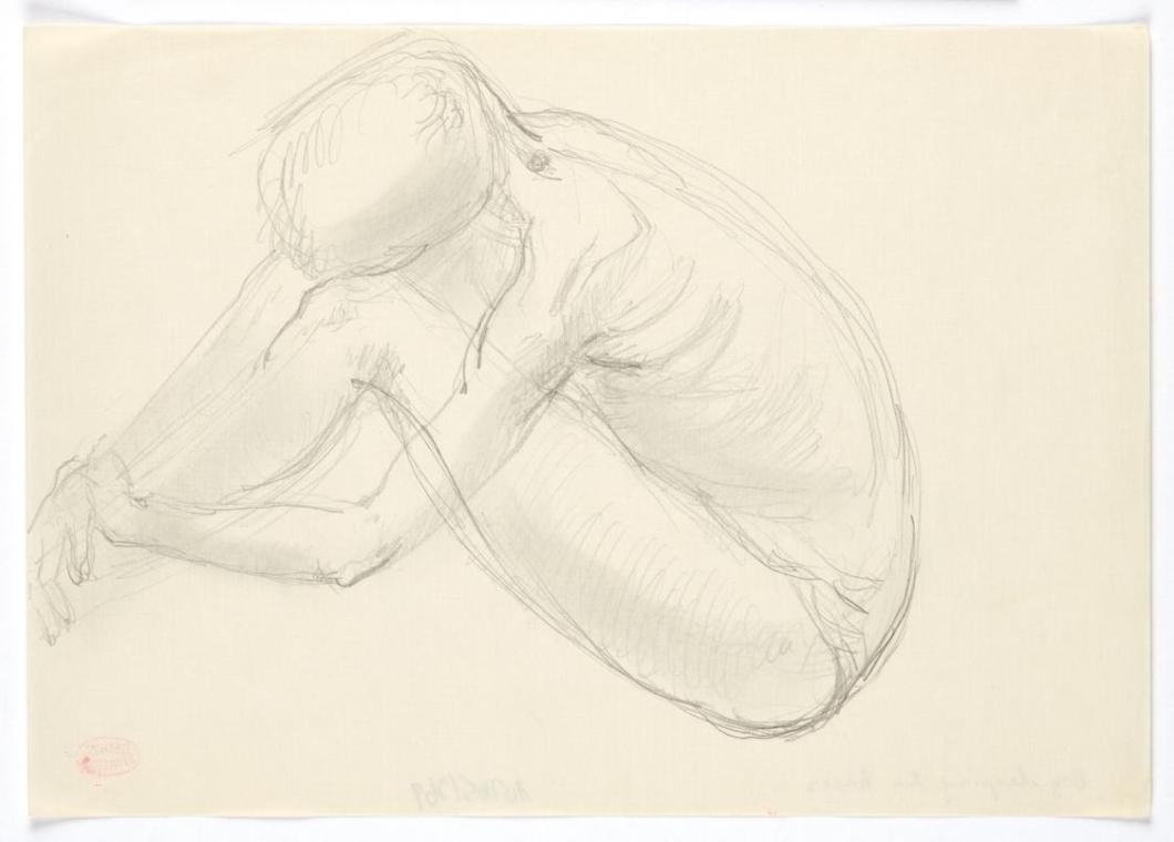 Georg Ehrlich, Knabe, seine Knie umarmend, undatiert, Bleistfit auf Papier, Blattmaße: 20,8 × 2 ...