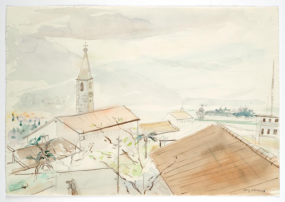 Georg Ehrlich, Ascona, 1964/1965, Aquarell, Bleistift, Tusche auf Papier, Blattmaße: 33 × 47,9  ...