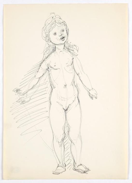 Georg Ehrlich, Mädchenakt, undatiert, Kugelschreiber auf Papier, Blattmaße: 29,4 × 20,8 cm, Bel ...