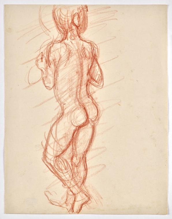 Georg Ehrlich, Rückenakt eines Knaben, undatiert, Rötel auf Papier, Blattmaße: 31,4 × 24,4 cm,  ...