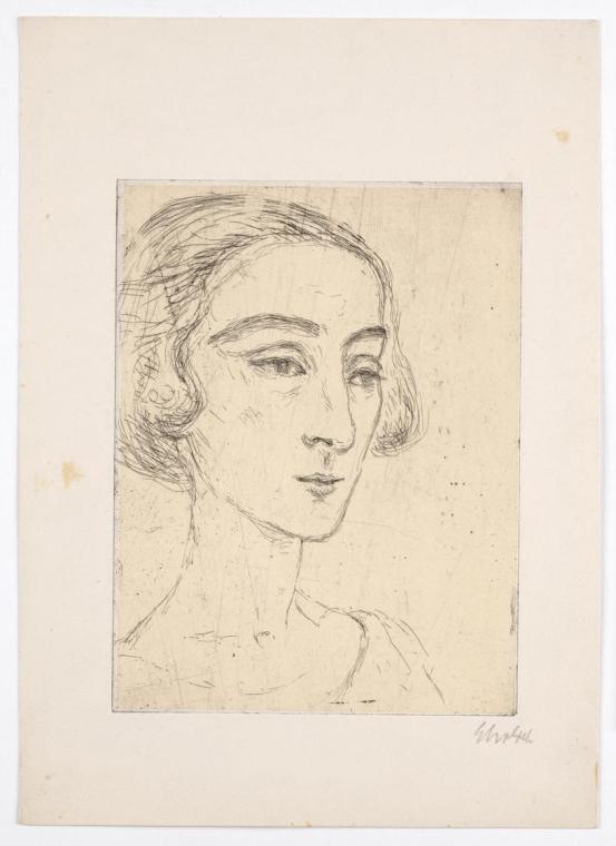 Georg Ehrlich, Bildnis einer jungen Frau im Halbprofil, 1923, Radierung auf Papier, Belvedere,  ...