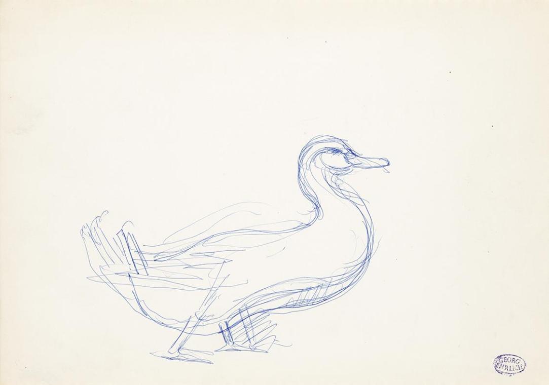 Georg Ehrlich, Ente, um 1959, Kugelschreiber, 21 × 29,6 cm, Belvedere, Wien, Inv.-Nr. 10265/182