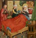 Geburt Mariens, um 1490, Malerei auf Fichtenholz, 78 x 73,5 cm, Belvedere, Wien, Inv.-Nr. 4861
