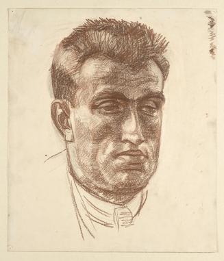 Walther Gamerith, Herrenbildnis, undatiert, Rötel auf Papier, 42,5 x 36,5 cm, Belvedere, Wien,  ...
