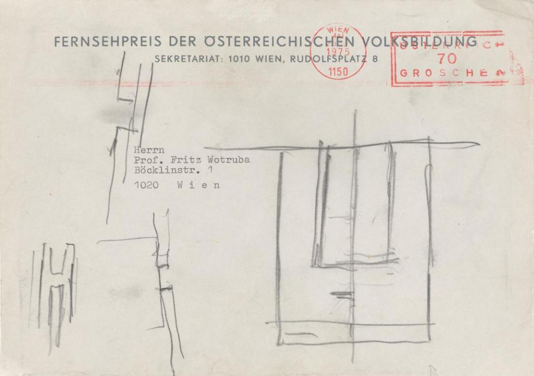 Fritz Wotruba, Skizze zur Gestaltung des Eingangstores der Kirche Zur Heiligsten Dreifaltigkeit ...