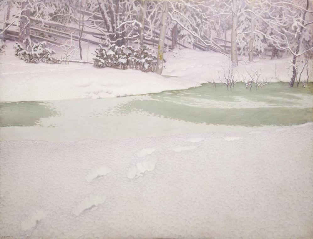Gustav Fjæstad, Neugefallener Schnee, 1909, Öl auf Leinwand, 191 × 250 cm, Belvedere, Wien, Inv ...