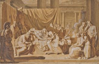 Joseph von Führich, Tod des Achilles, 1822, Pinsel, Feder, Weißhöhungen auf Papier, 54 × 83 cm, ...