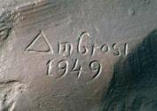 Gustinus Ambrosi, Karl Renner, Detail: Bezeichnung, 1949, Bronze auf Onyx-Postament, H: 67 cm,  ...