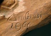 Gustinus Ambrosi, Beat Stoffel, Detail: Bezeichnung, 1966, Bronze, H: 45 cm, Belvedere, Wien, I ...
