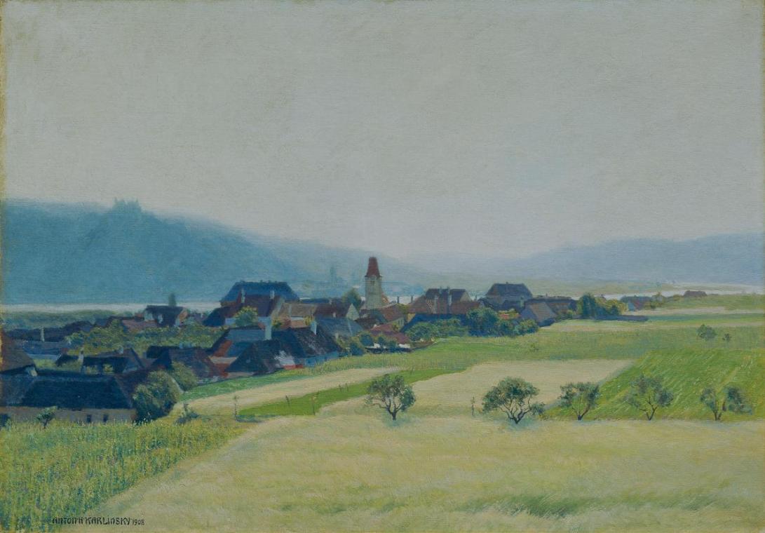 Anton Hans Karlinsky, Morgen an der Donau, 1908, Öl auf Leinwand, 73 x 103,5 cm, Belvedere, Wie ...