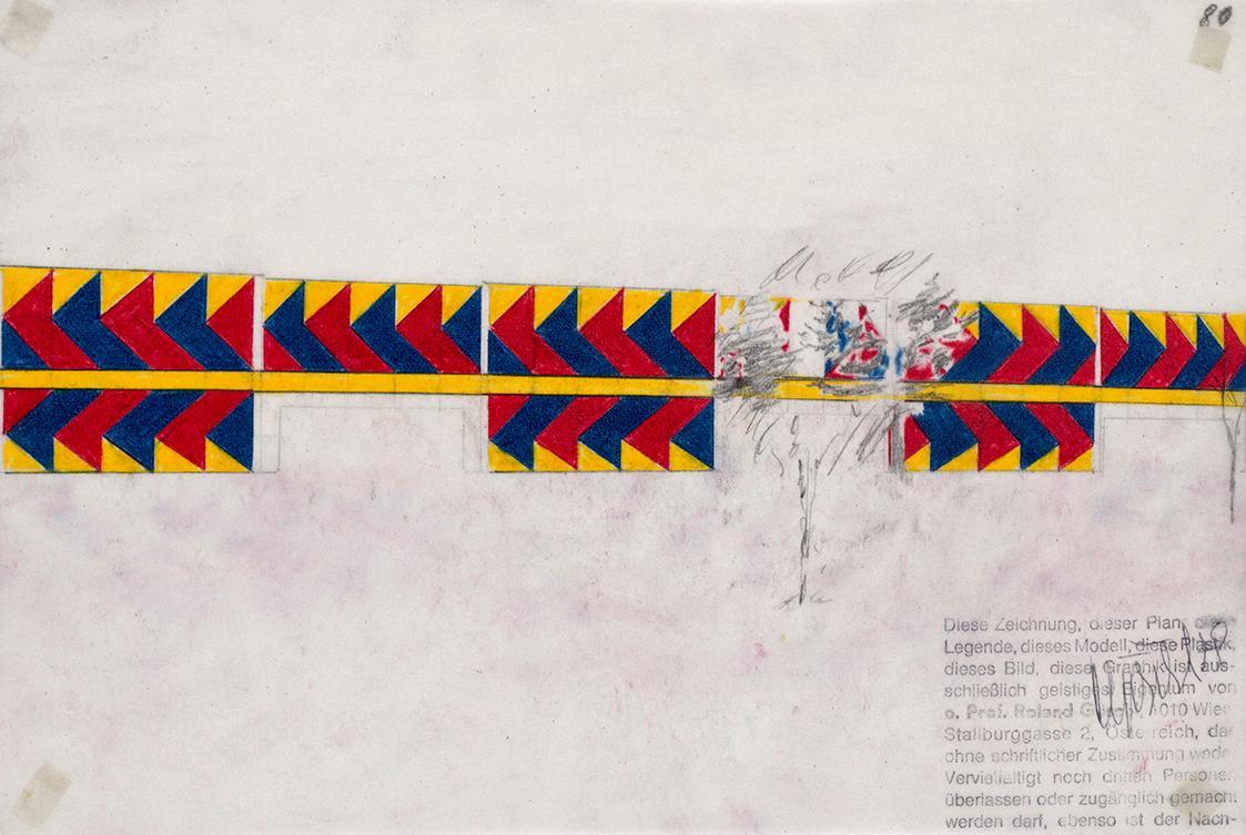 Roland Goeschl, Ohne Titel, 1976, Bleistift und Buntstift auf Seidenpapier, 20 × 29,3 cm, Belve ...