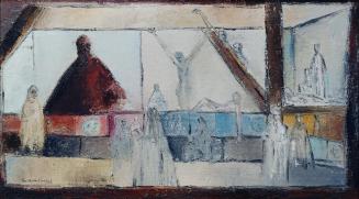 Heinrich Sussmann, Konzentrationslager, 1966, Öl auf Leinwand, 26,3 x 46,2 cm, Artothek des Bun ...