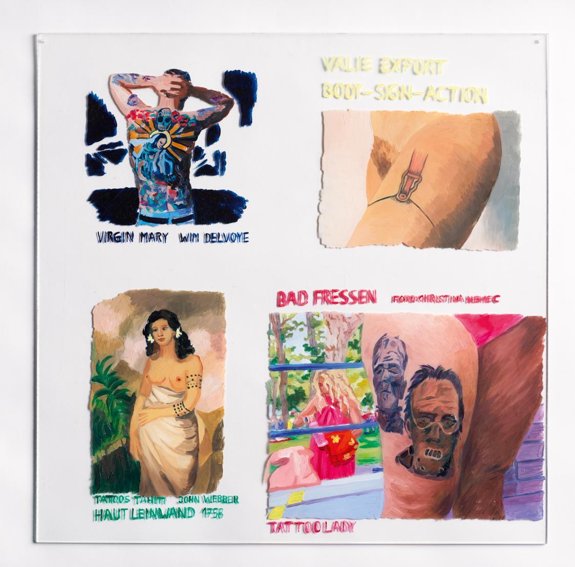 Anna Meyer, Tattoo Lady, 2015, Öl auf Plexiglas, 50 × 50,2 × 0,3 cm, Belvedere, Wien, Inv.-Nr.  ...