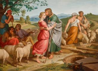 Joseph von Führich, Jakob begegnet Rahel bei den Herden ihres Vaters, 1836, Öl auf Leinwand, 66 ...