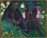 Werner Berg, Zwei Frauen am Friedhof, 1952, Öl auf Leinwand, 95,4 × 116 cm, Artothek des Bundes ...