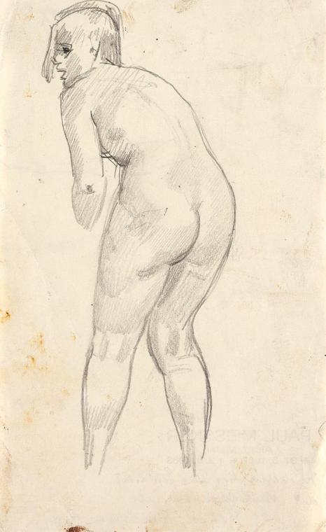 Paul Meissner, Weiblicher Rückenakt, 1936, Bleistift auf Papier, 21,2 × 13,4 cm, Belvedere, Wie ...