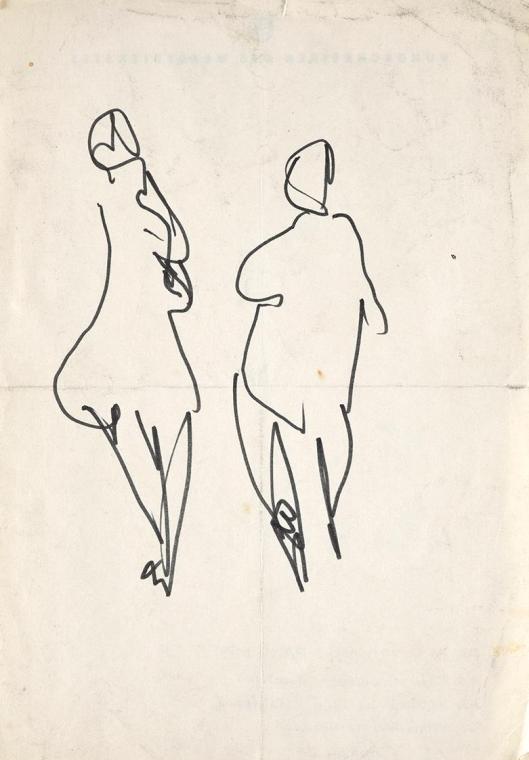 Paul Meissner, Zwei Figuren, undatiert, Filzstift, 29,8 × 21 cm, Belvedere, Wien, Inv.-Nr. 1121 ...
