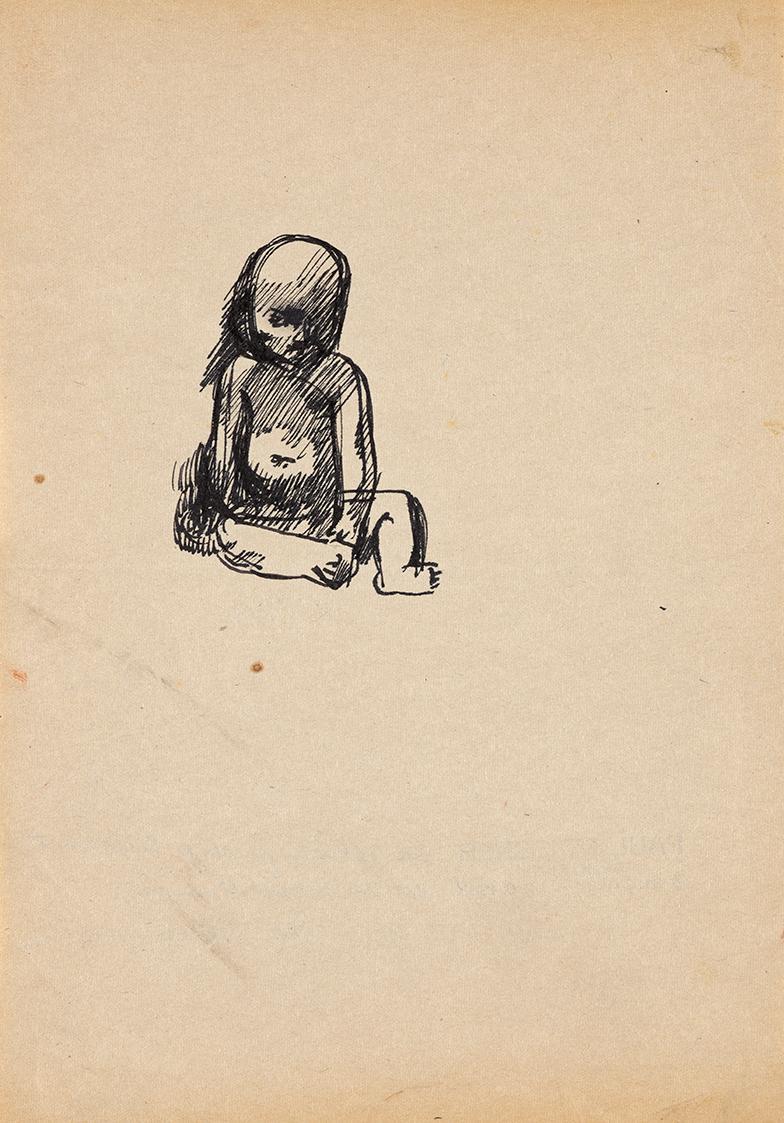 Paul Meissner, Sitzendes Kind, undatiert, Tusche in schwarz, 29 × 20,6 cm, Belvedere, Wien, Inv ...