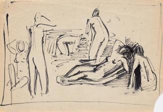Paul Meissner, Sechs weibliche Akte, 1934, Tusche, 19 × 27,5 cm, Belvedere, Wien, Inv.-Nr. 1121 ...