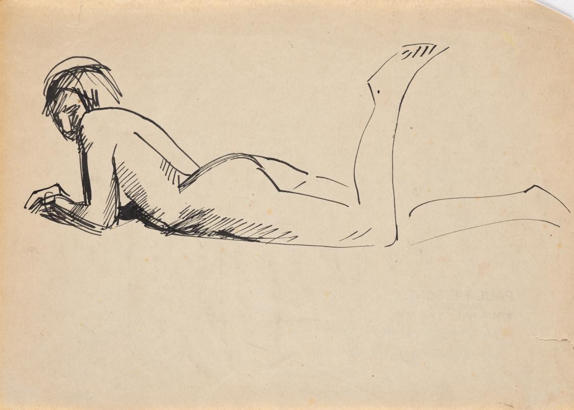 Paul Meissner, Liegender weiblicher Akt, 1934, Tusche, 20,6 × 28,3 cm, Belvedere, Wien, Inv.-Nr ...