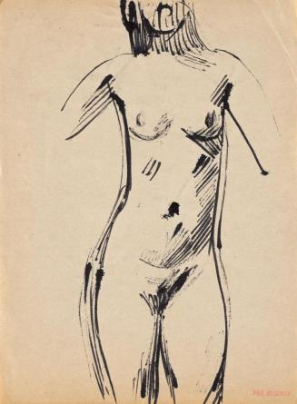 Paul Meissner, Weiblicher Akt, 1934, Tusche, 28,7 × 21,2 cm, Belvedere, Wien, Inv.-Nr. 11219/17