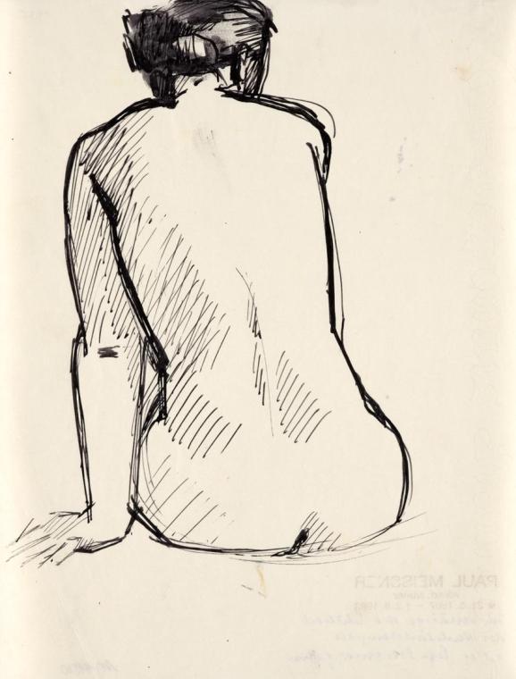 Paul Meissner, Sitzender Rückenakt, 1935, Tusche, 27,6 × 21,4 cm, Belvedere, Wien, Inv.-Nr. 112 ...