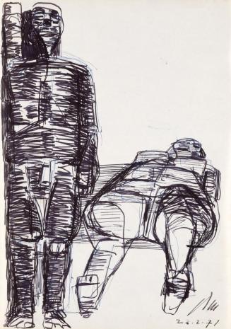 Paul Meissner, Stehender und liegender Akt, 1971, Tusche auf Papier, 29,8 × 21,2 cm, Belvedere, ...